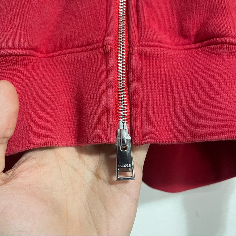 Purple Brand HWT Fleece Full Zip Red Hoodie Size XL - Picture 8 of 9